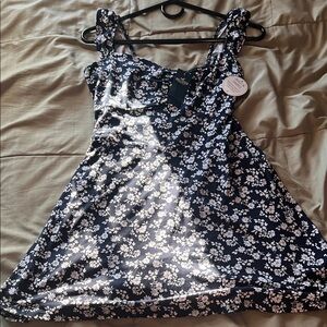 Floral Navy and White Dress
